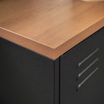 Aparador de salón metálico, mueble de almacenamiento industrial con 2 puertas y estante ajustable, 80 x 40 x 80 cm, negro
