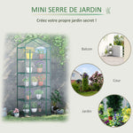 Serre de jardin PVC avec étagères 5 niveaux, serre de balcon, bâche renforcée 135 g/m², châssis en acier, porte zippée enroulable, pour légumes plantes fleurs, 69 x 49 x 193 cm, transparent