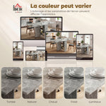 Table pliante de cuisine salle à manger amovible sur roulettes 75L x 140l x 74H cm 2 étagères intégrées en bois