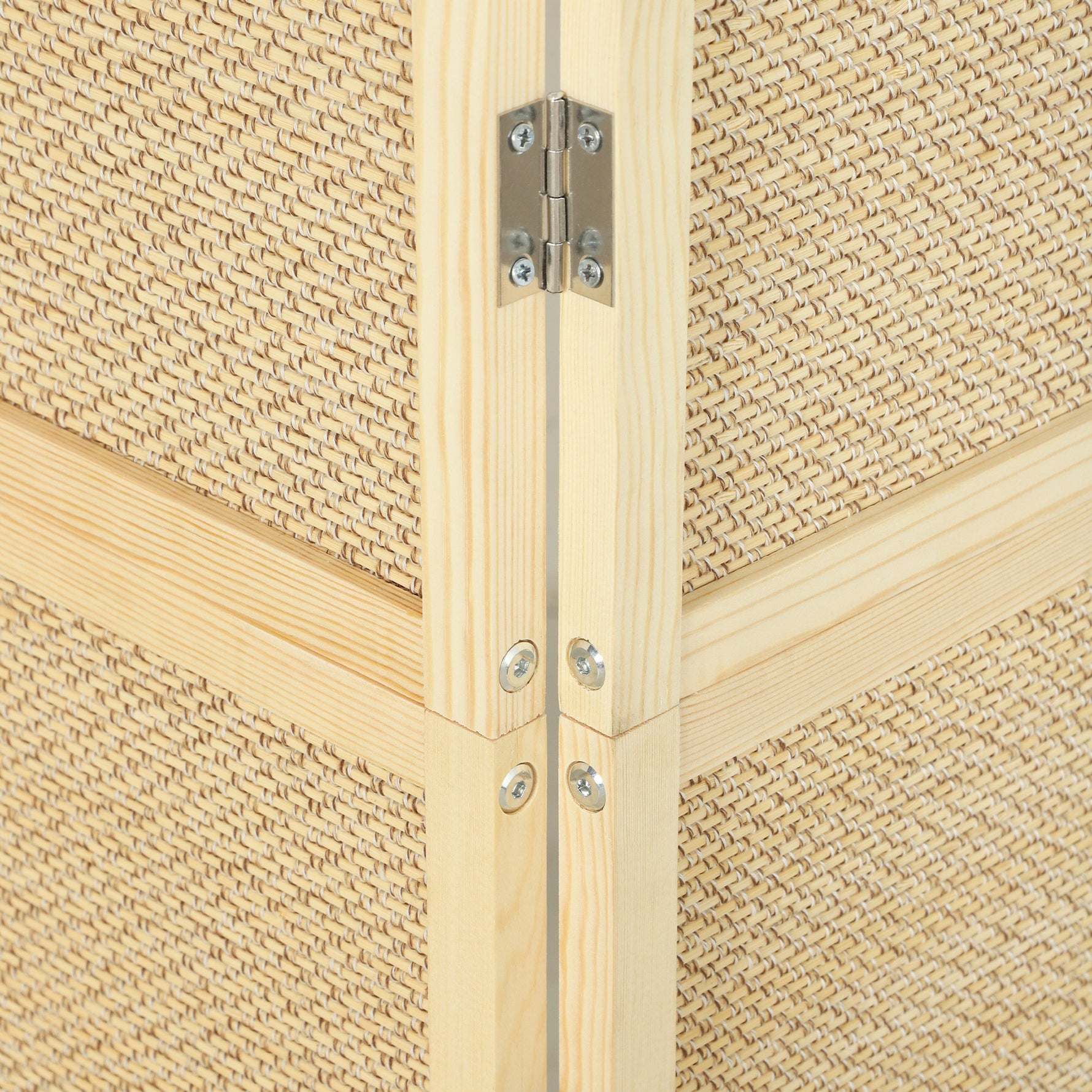 Paravent Interieur en Bambou 4 Panneaux 180x180cm, Séparateur de Pièce Pliable et Portable, Style Bohème, Bois Naturel