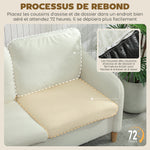 Canapé 2 places, canapé de salon en tissu bouclette avec coussins inclus, assise rembourrée, 137 x 69 x 82 cm, crème