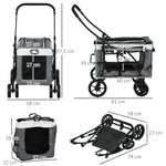Cochecito plegable para mascotas perro gato capazo extraíble correas 4 ruedas 81 x 58 x 97,5 cm gris