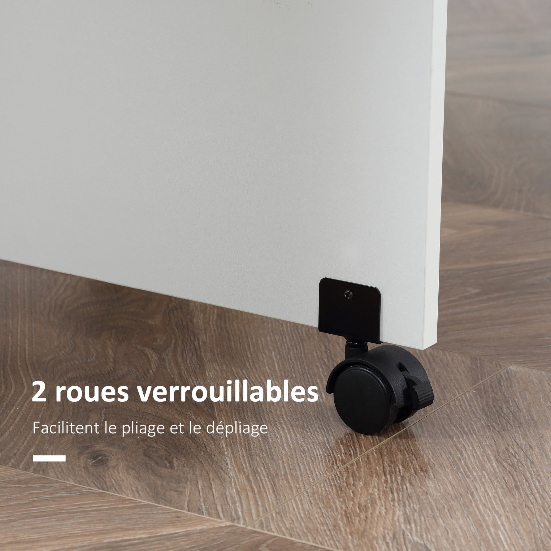 Table pliante de cuisine salle à manger amovible sur roulettes 75L x 140l x 74H cm blanc