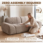 Canapé 3 Places en Chenille 244 cm, Canapé Salon Moderne, Assise et Accoudoirs Larges, Ressorts Ensachés, Marron Clair