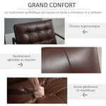 Fauteuil de salon Chesterfield Fauteuil Relax Assise Dossier capitonnés Structure métal Noir revêtement synthétique Chocolat