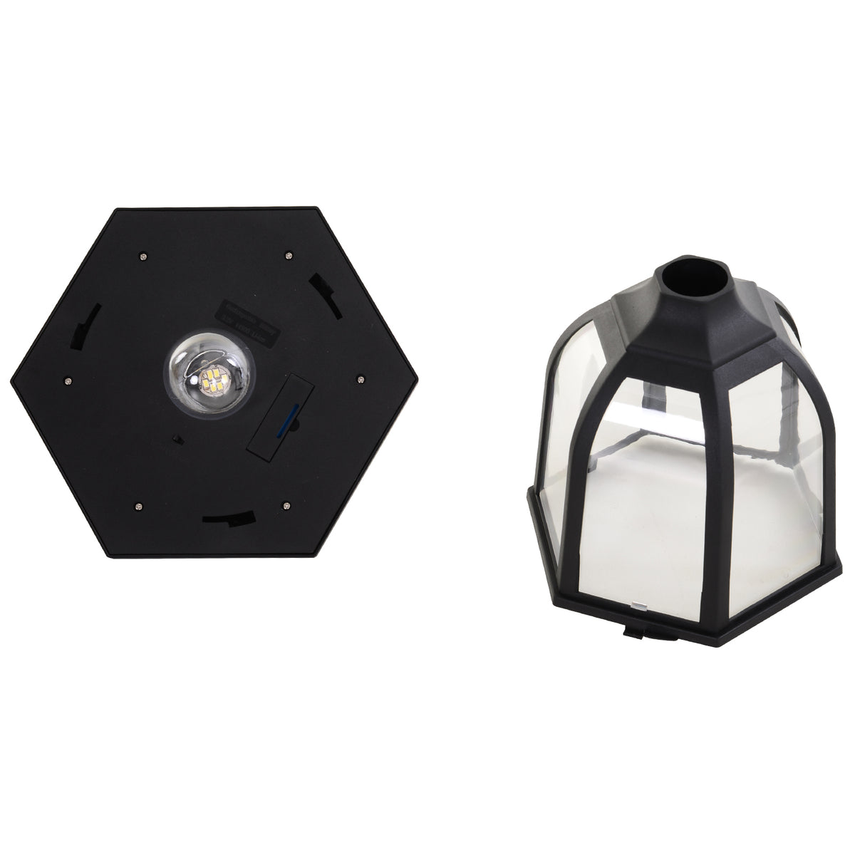 Luminaire extérieur lampadaire sur pied solaire lampadaire lanterne classique LED 60 Lm max. dim. 26L x 26l x 177H cm noir