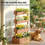 Jardinière Surélevée en Bois avec 4 Étages, avec Trous de Drainage et Doublure en Tissu, 85x45x140cm, Marron