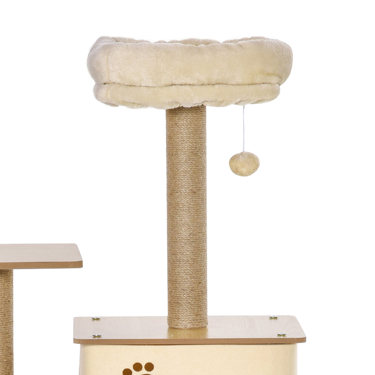Krabpaal speeltoren voor katten, plateaus, huisje, bed, hangmat, ladder en krabpalen van jute 60x40x130cm geel