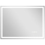 Miroir salle de bain LED bluetooth 60 x 80 cm interrupteur tactile lumière réglable 3 couleurs anti-buée mémoire argent