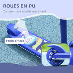 Trottinette enfant 3 Roues Lumineuses LED Hauteur Guidon réglable frein à Friction arrière de 2 à 6 ans Bleu