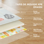 Tapis de jeu pour bébé pliable et réversible, tapis de sol en mousse épais, 200 x 180 x 1,5 cm, multicolore