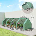 Mini Serre de Jardin mini serre tunnel 4 fenêtres avec Zip enroulables Acier PE 140 g/m² Anti-UV 360x90x90cm Vert