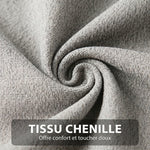 Fauteuil salon sans accoudoirs, chaise pivotante en tissu chenille, assise large, 75 x 95 x 90 cm gris clair