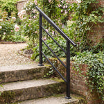 Outdoor Stair Railing for 1 to 3 Steps, Metal Stair Handrail with Installation Kit, Black