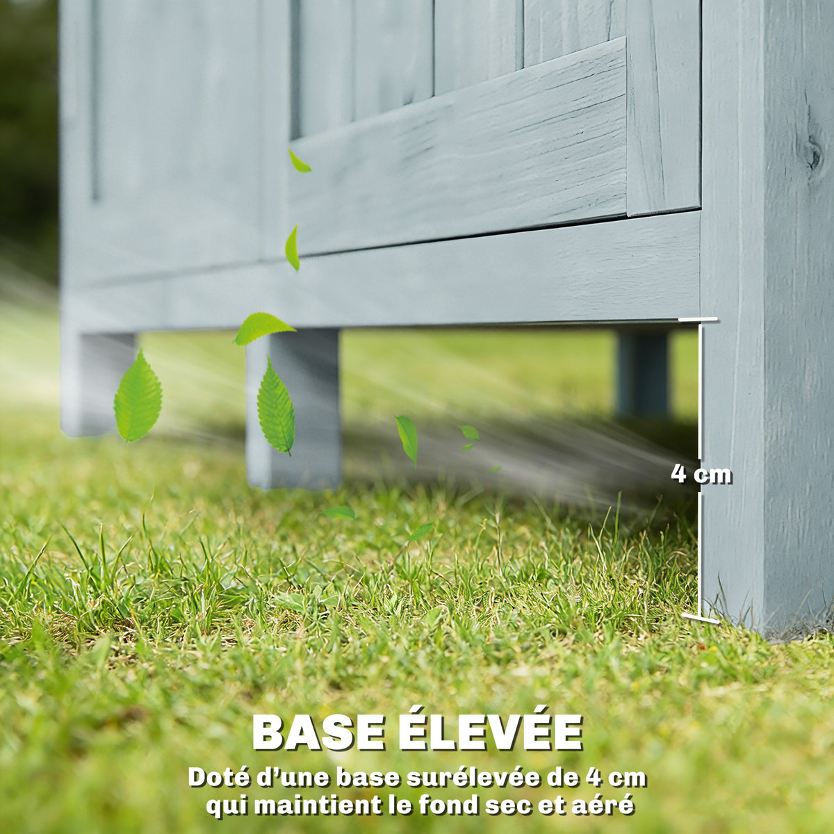 Armoire de jardin, armoire extérieure de rangement en bois avec 2 portes verrouillables, 2 étagères et 10 crochets, gris