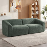 Canapé 3 places en chenille 225 cm, canapé salon rembourré moderne avec assise large, coussin à ressorts, vert foncé
