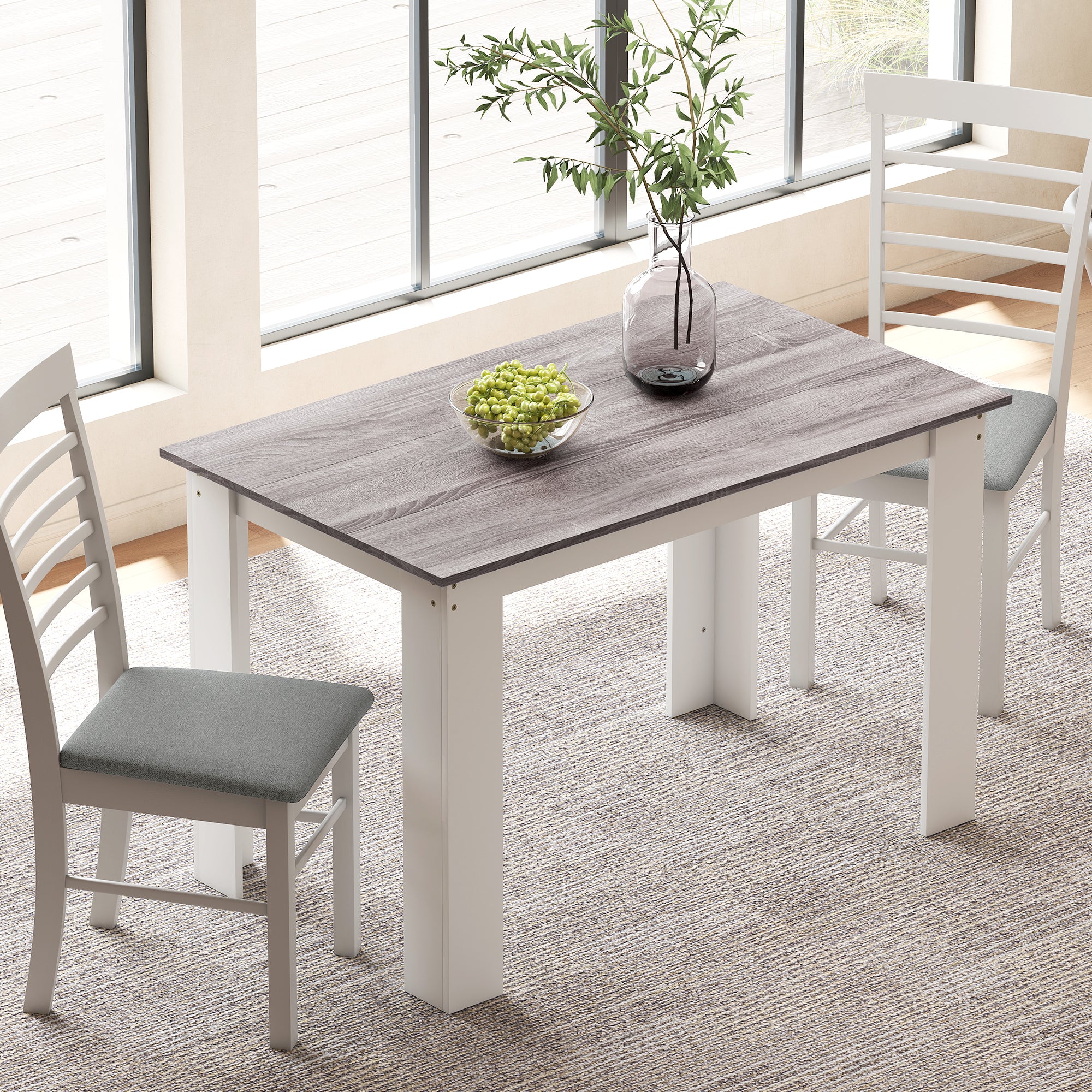 Tavolo da pranzo tavolo da cucina moderno con ampio piano per 4-6 persone in pannello di particelle 120x69x75cm grigio