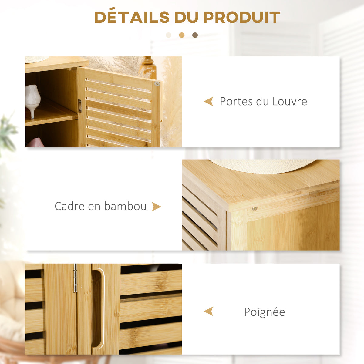 Meuble à chaussures armoire à chaussures style naturel - 2 placards avec 8 étagères - en bambou bois naturel