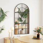 Miroir mural arqué miroir mural en forme de fenêtre ensemble de 3 pièces cadre en métal 76 x 43 cm noir