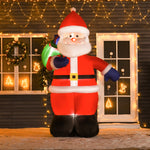 Père Noël Gonflable LED 2,4H m avec hotte Polyester imperméable Rouge
