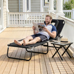 Transat de Jardin Chaise Longue Pliante Bain de Soleil pour Lecture Noir