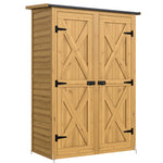 Abri de Rangement en Bois, Cabane de Jardin avec 2 Étagères, Marron