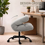 Fauteuil salon sans accoudoirs, chaise pivotante en tissu chenille, assise large, 75 x 95 x 90 cm gris clair