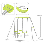 Balançoire 2 agrès portique avec 1 balançoire et face à face 255 x 160 x 180 cm charge max. 135 kg vert gris