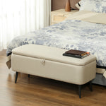 2-in-1-Sitzbank mit Stauraum aus Stoff und schwarzen Stahlbeinen, 102 x 40 x 39,5 cm, beige