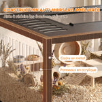 Cage Hamster Habitat Rongeur Vue Panoramique 360° Structure Robuste en Métal Espace Étanche Profond 100x50x52,5 cm Noir