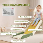 Toboggan pour Enfant Pliable 5-en-1 avec Escalade, Panier de Basket, Espace de Rangement et Ballon, Crème