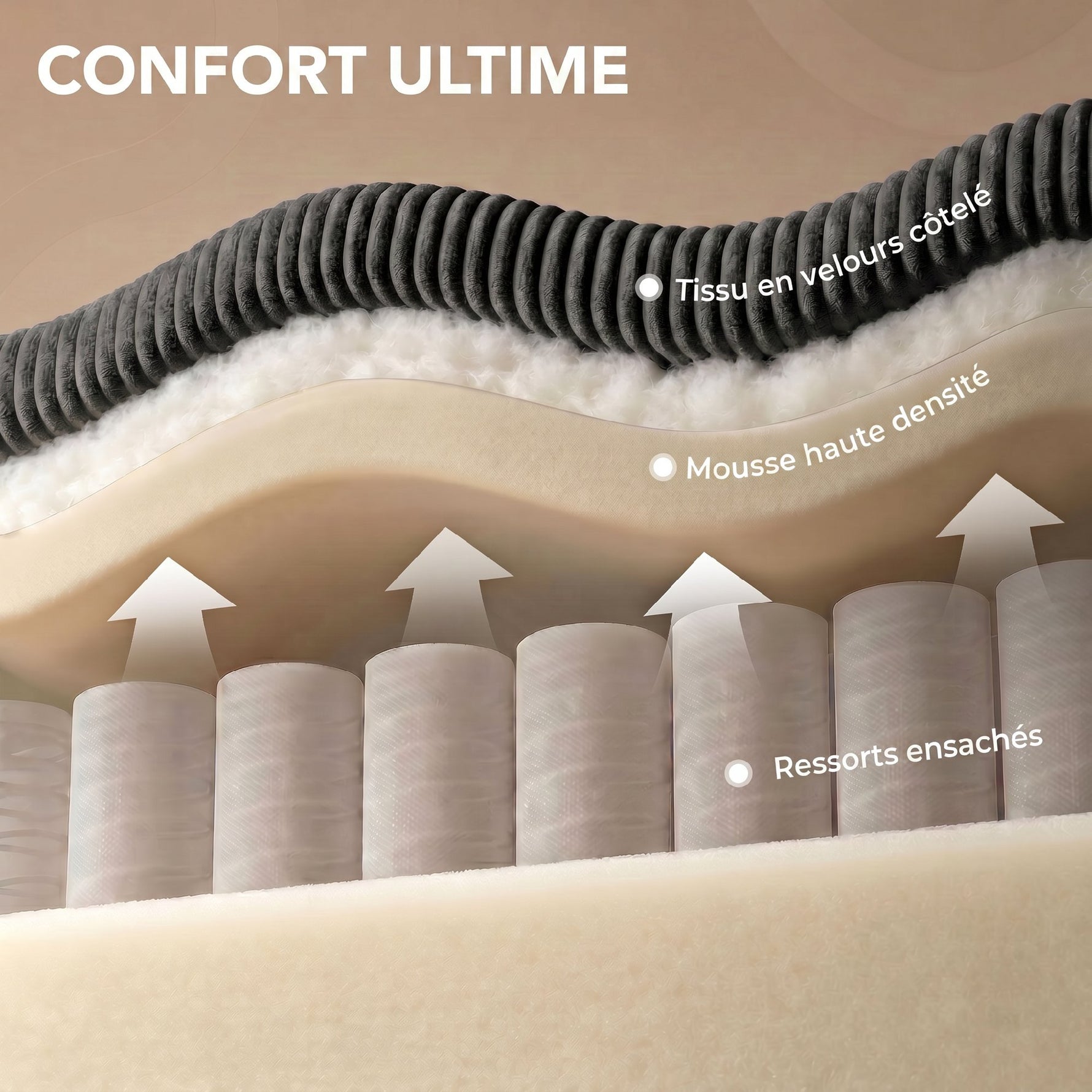 Canapé Modulaire en U 4 Places, 2 Méridiennes, Canapé 2 Places, 6 Coussins, Sans Montage, 369 x 152 x 78 cm, Gris