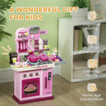 Cuisine enfant accessoires 33 PCS jouet d'imitation pour enfant dinette enfant 3-6 ans lumières et sons réalistes rose