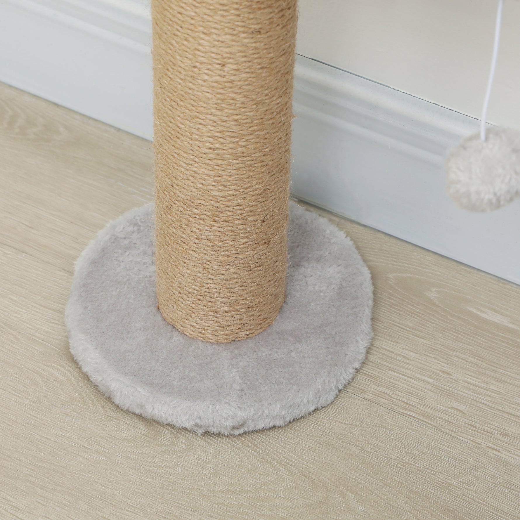 Étagères Murales pour Chat 180 cm, 4 Plateformes d'Escalade, Poteau à Griffer en Jute et Jouet Suspendu, Gris Clair