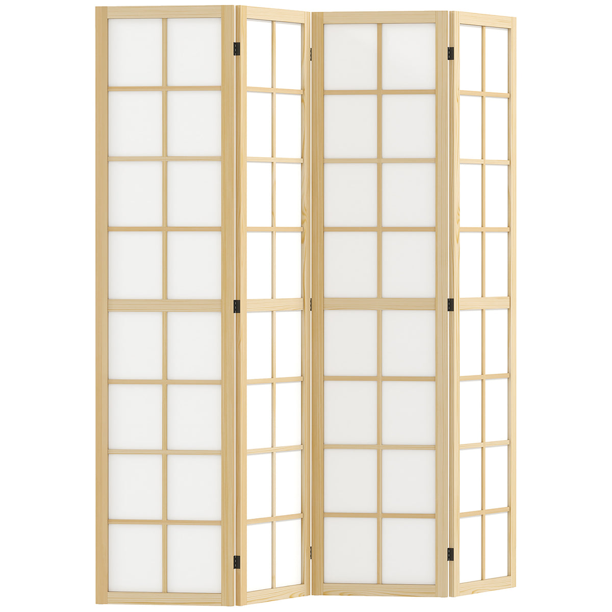 Paravent interieur pliable 4 panneaux 160 x 170 cm séparateur de pièce pour salon chambre à coucher maison, naturel