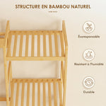 Bamboe halmeubel, kapstok, bank, gestoffeerde zitting, 10 haken, kledingroede, 104x33x175cm, naturel