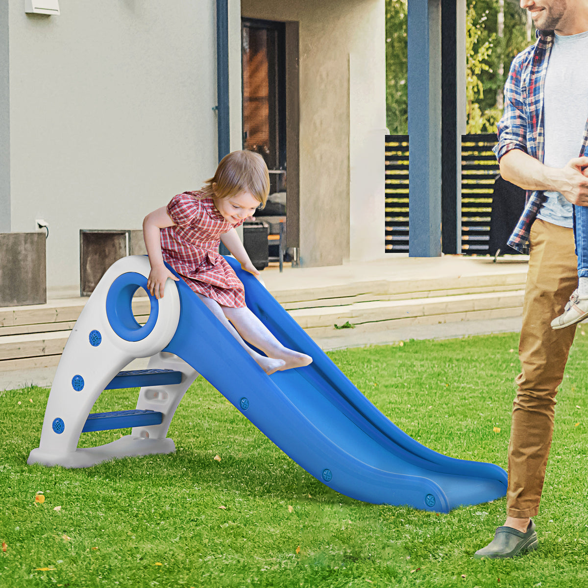 Foldable Toddler Slide for Indoor and Outdoor Use, 3 to 6 Years, 120 x 50 x 56 cm, HDPE, Blue