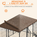 Chenil extérieur pour Chiens en acier et Tissu Oxford Support gamelle et Toit résistant aux intempéries Espace spacieux-4