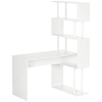 Bureau d'angle bureau informatique en forme de L avec étagères à 4 niveaux en bois 120 x 80 x 176 cm blanc