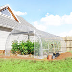 Serre tunnel de jardin 18m² serre de jardin tunnel 296x597x199cm cadre acier galvanisé, bâche PE 150g/m² transparent