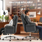 Chaise Bureau Ergonomique, Fauteuil de Bureau Inclinable, Hauteur Réglable, Appui-tête, Dossier Haut, Gris Foncé