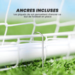But de football cage de foot but d'entrainement en PVC - piquets inclus - dim. 180L x 92l x 124H cm blanc