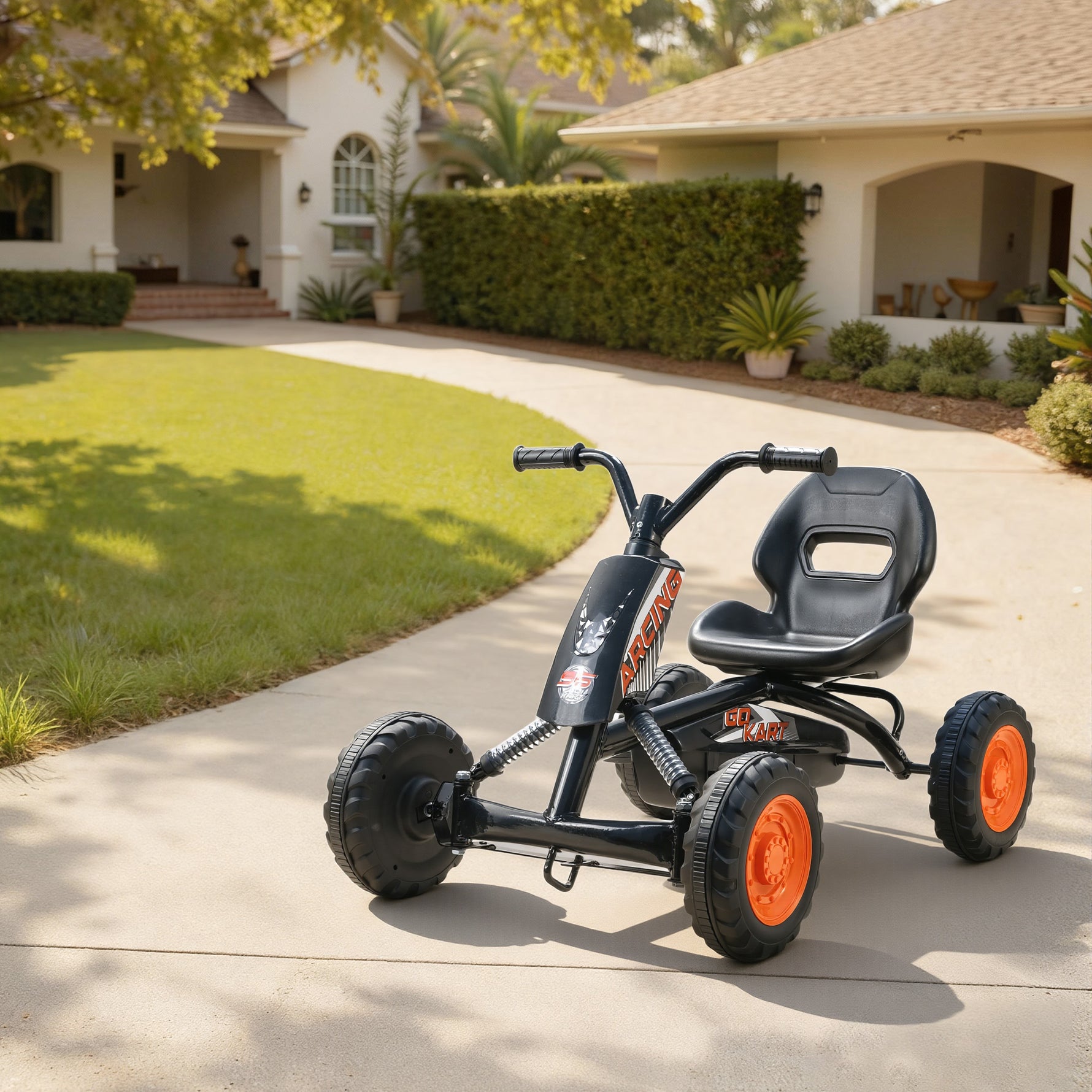 Kart à pédales pour enfants, karting enfant, avancer et reculer, pour garçons filles de 2-5 ans, 84x54x56 cm, noir