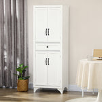 Credenza alta mobile da cucina 4 ante 2 scomparti e 1 cassetto centrale altezza 170 cm con ripiano regolabile bianco