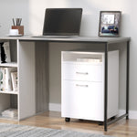 Caisson de bureau rangement bureau sur roulettes tiroir placard niche panneaux particules blanc