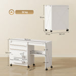 Table de Couture Pliante, Meuble Couture Roulant, Porte Magnétique de Grange, 2 Bacs, Étagère, 18 Chevilles, Blanc