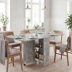 Table pliante de cuisine salle à manger amovible sur roulettes 75L x 140l x 74H cm 2 étagères intégrées en bois