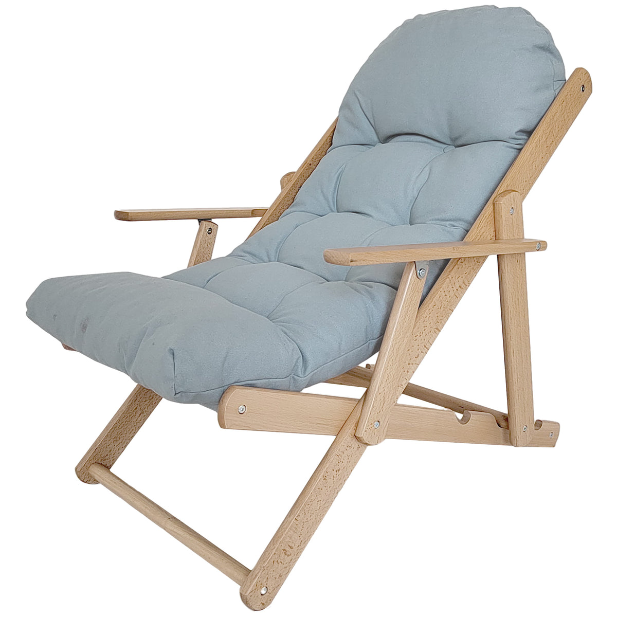 Fauteuil Chaise de Salon Pliable et inclinable en Bois Fauteuil Relax Confortable avec Coussin capitonné épais