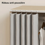 Armoire penderie vêtement dressing mobile 4 roulettes tringle à vêtements et étagères 80x40x128cm, effet bois naturel