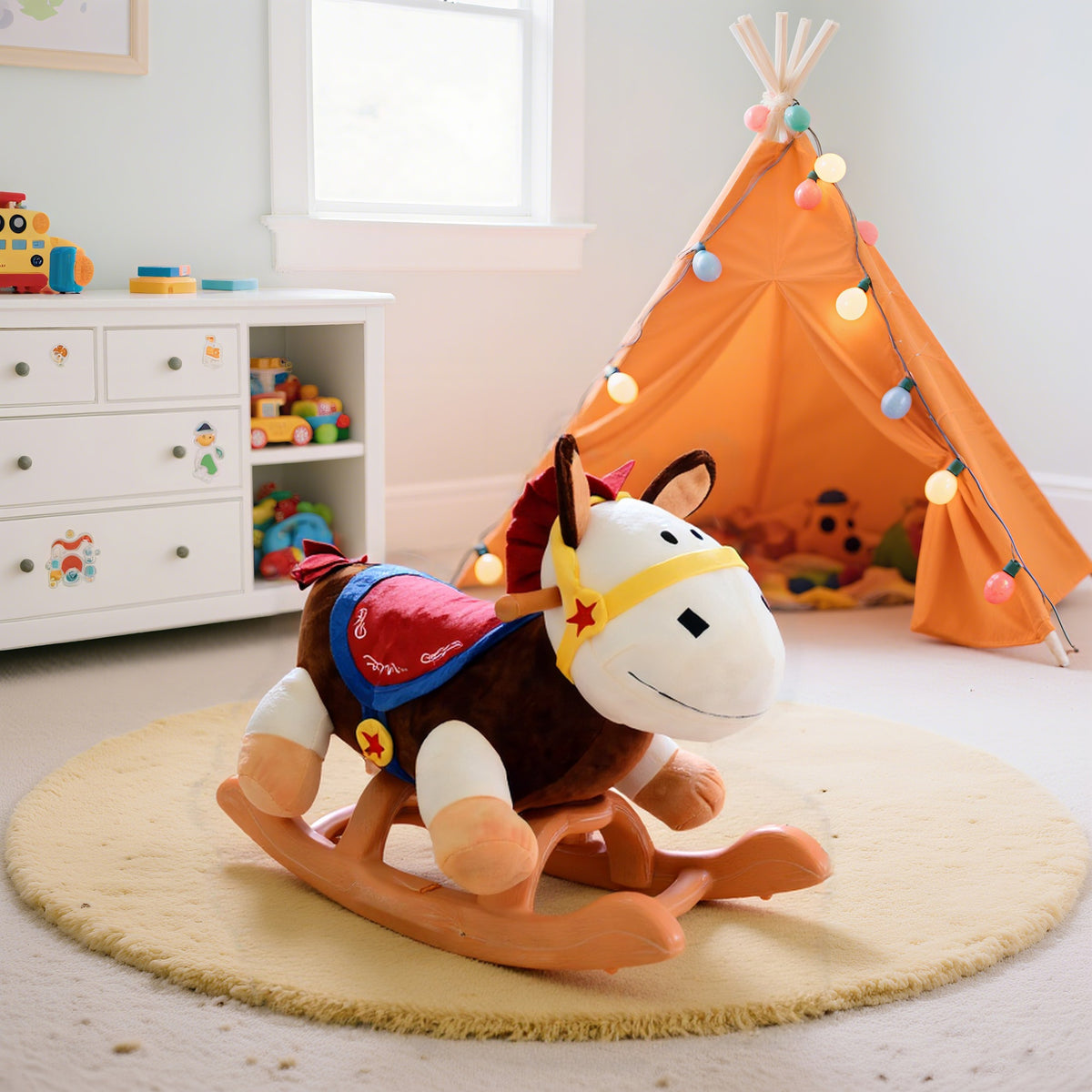 Jouet à bascule cheval à bascule modèle âne marron beige blanc